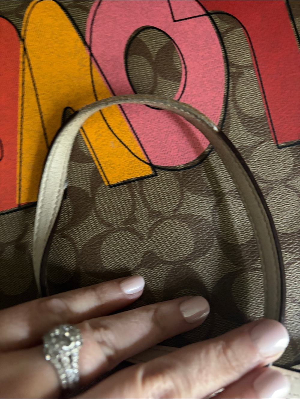 Coach Brown Tote with Red and Orange Love Print - Picture 9 of 9